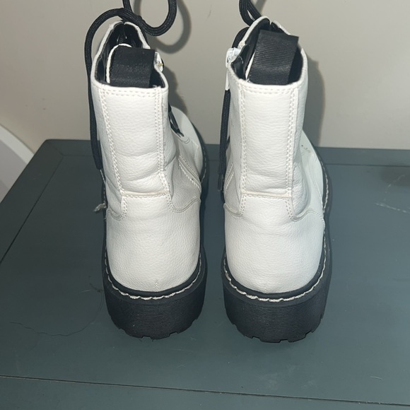 Mix No.6 - White Lace-Up Women's combat Boots faux leather zipper - Picture 5 of 12